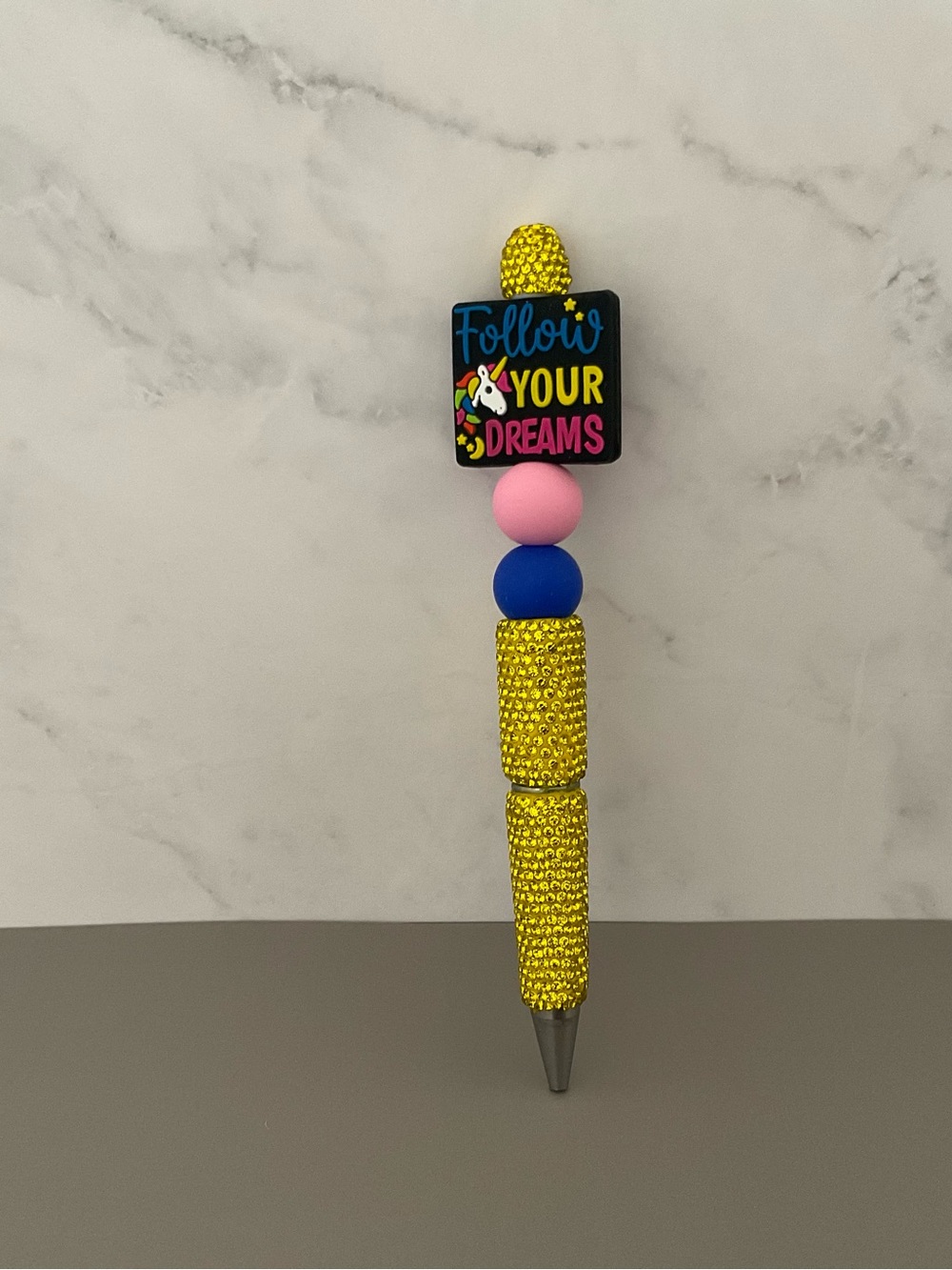 Hand Made pen ‘Follow Your Dreams” beaded pen comes with refill ink